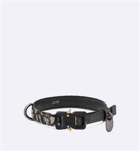 collier dior pour chien|Collier pour chien Toile jacquard Dior Oblique noir et beige .